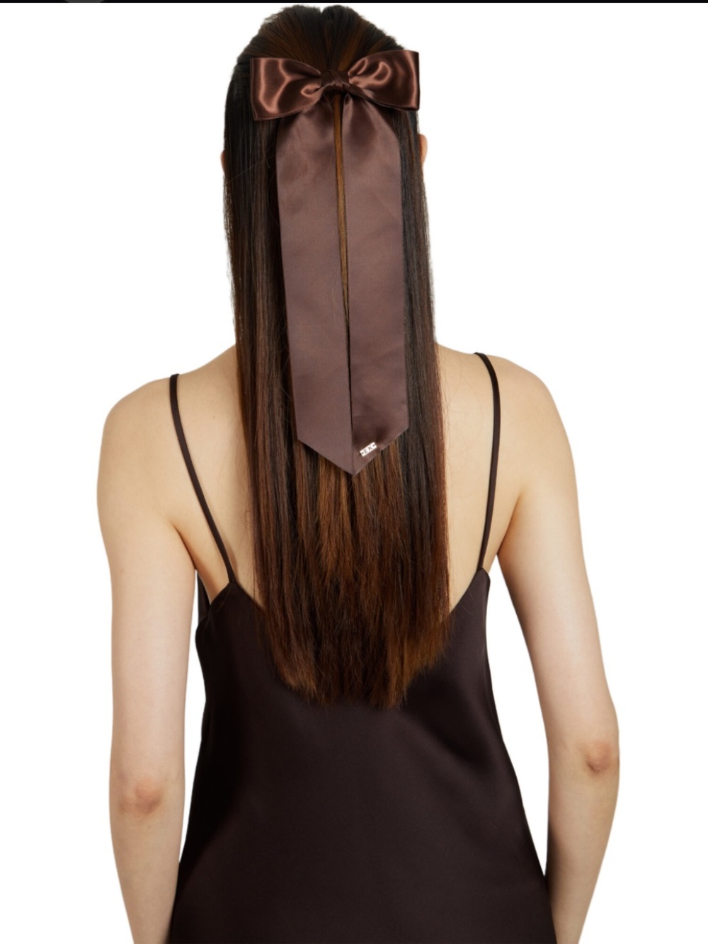 Eugenia Kim | Dark Brown Satin Long-Tail Bow Barette